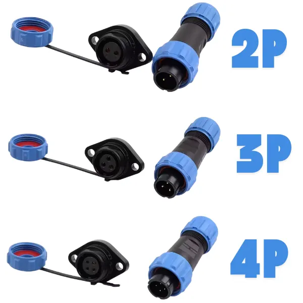 Conector SP13 IP68 2/3/4 PIN Macho + Hembra Tipo Panel MechatronicStore Conector SP13 IP68 2/3/4 PIN Macho + Hembra Tipo Panel