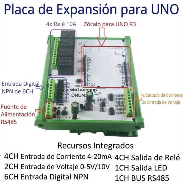 Placa de Expansión PLC para Arduino UNO (Modelo DNUNA16)