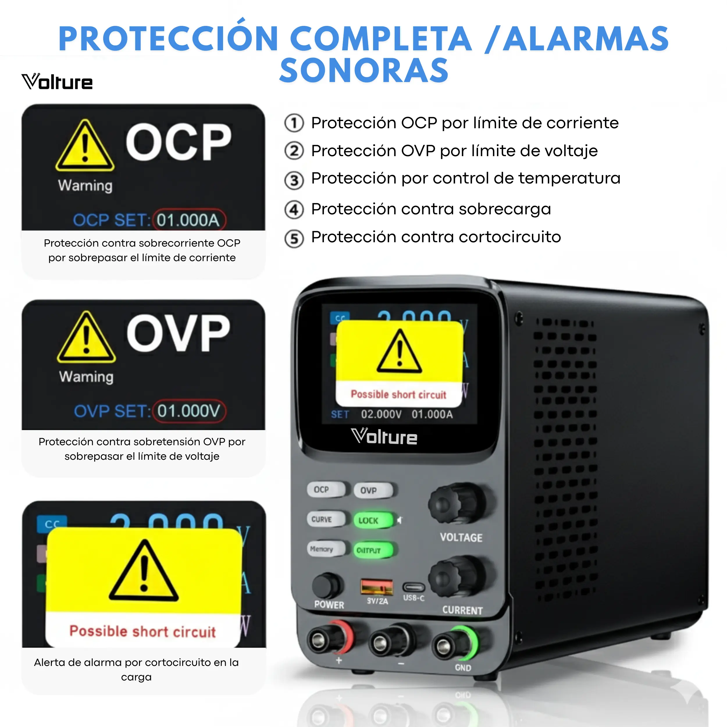 Fuente De Alimentación Programable 30v 10a Volture + Accesorios MechatronicStore Fuente De Alimentación Programable 30v 10a Volture + Accesorios - Imagen 4