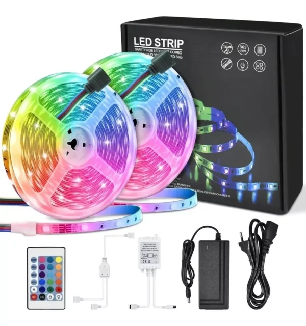 Tira Cinta Luces Led RGB 10m Chip 5050 Real + Transformador