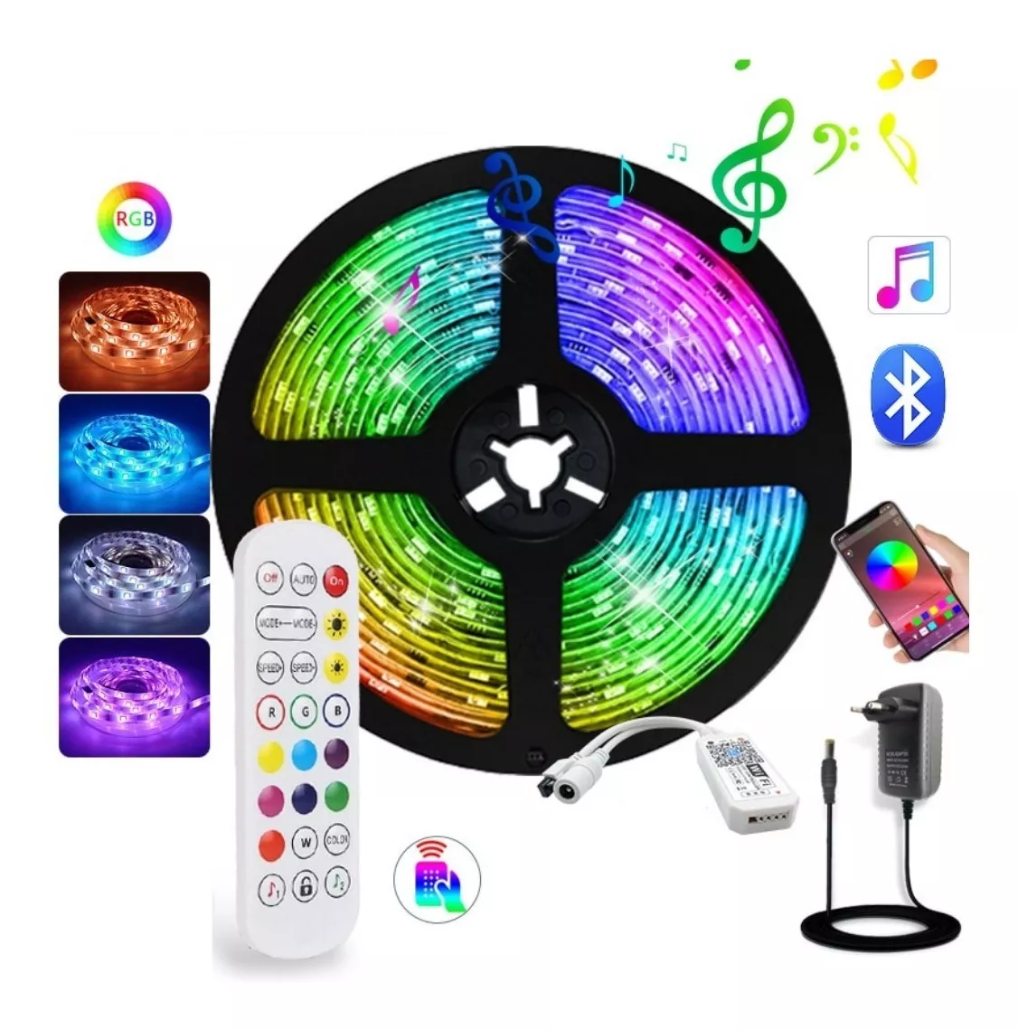 Cinta luz led RGB 5 M + App Bluetooth Con Control Smart TV