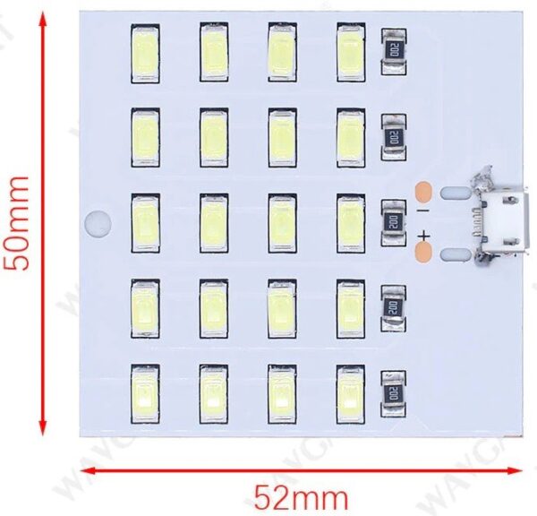 Panel LED SMD USB 5730 Luz Clara 20 luces - Imagen 2