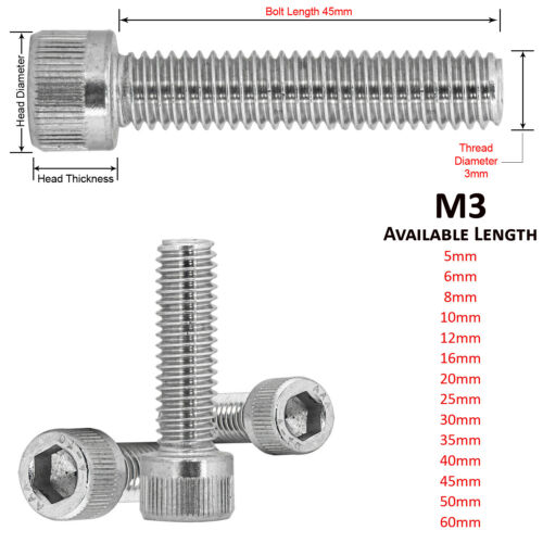 Tornillo M3 cabeza hueca 45mm