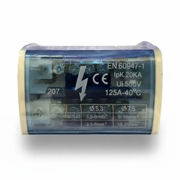 Caja Bloque Repartidor Bipolar 125A - Caja Distribución 2x7 Polos Riel DIN MechatronicStore Bloque Repartidor Bipolar 125A - Caja Distribución 2x7 Polos Riel DIN