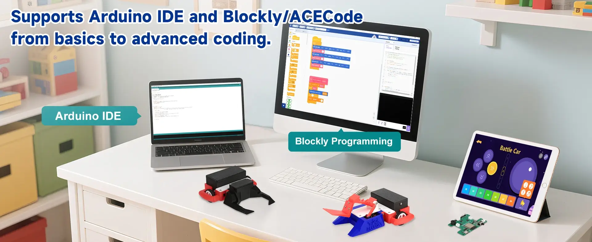 Kit DIY Auto Robot de Batalla 2 en 1 Educativo STEM con ESP32 ACEBOTT MechatronicStore Kit DIY Auto Robot de Batalla 2 en 1 Educativo STEM con ESP32 ACEBOTT - Imagen 3